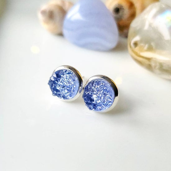 8mm Periwinkle Studs (Silver-plated Brass)