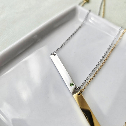 Birthstone Necklace - AUGUST/PERIDOT (Light Green)