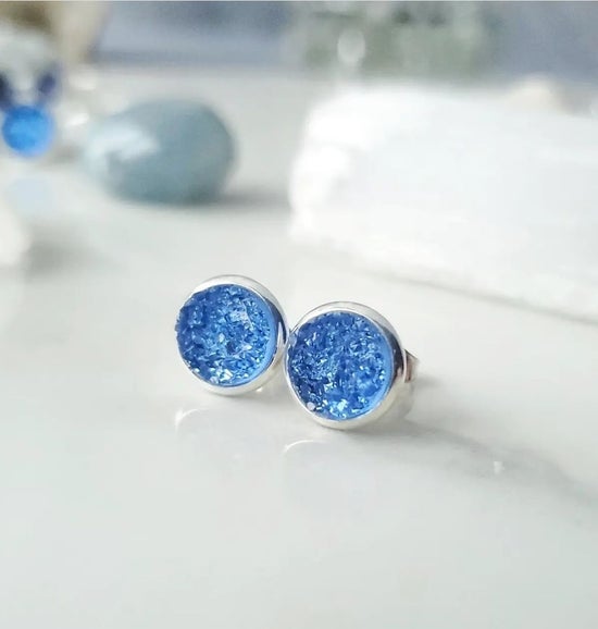 8mm Morning Glory Studs (Silver Plated Brass)