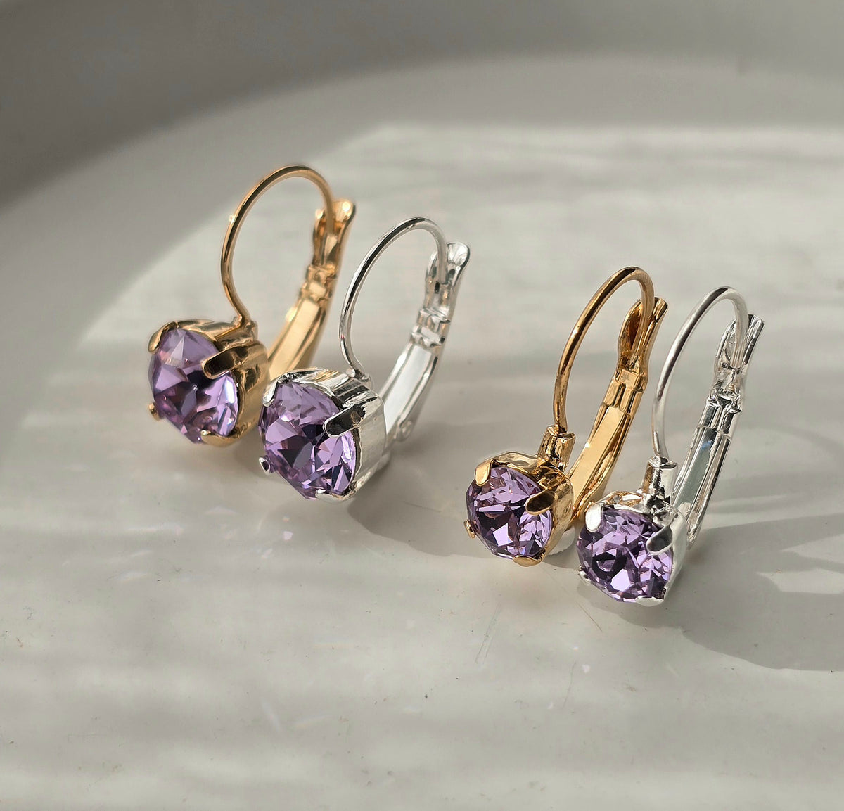 6mm or 8mm Lilac Lever Back