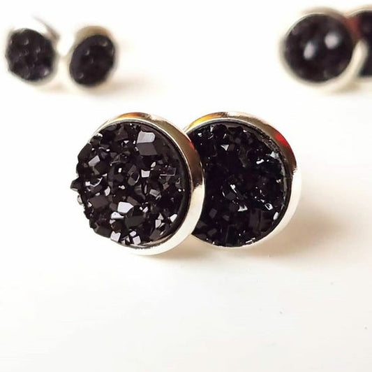 10mm Black Studs (Silver-plated Brass)
