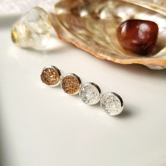 2 PACK - 8mm "Autumn" Studs (Silver-coated Brass)