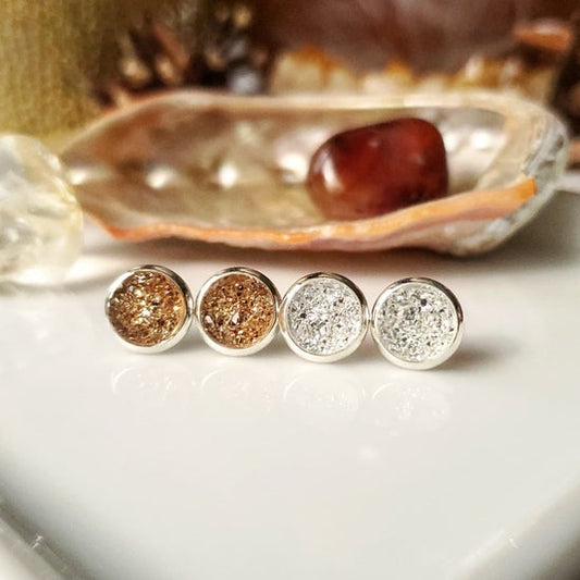 2 PACK - 8mm "Autumn" Studs (Silver-coated Brass)