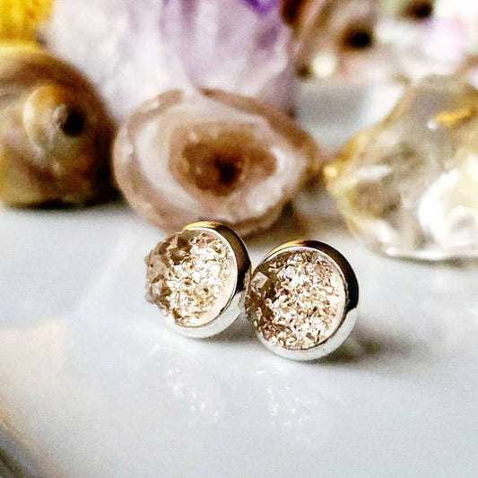 8mm Blanche Studs (Silver-plated Brass)