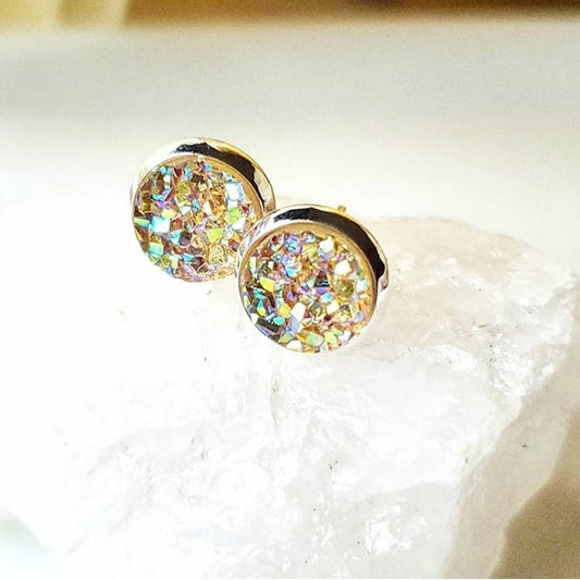 8mm "Fairy Dust" Studs (Silver-plated Brass)