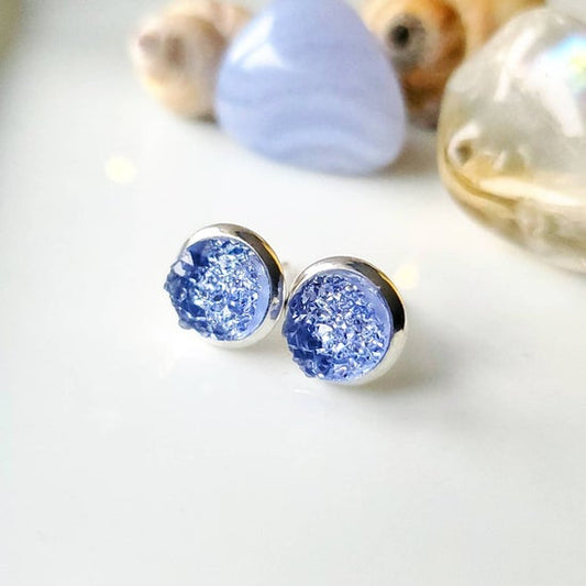 8mm Periwinkle Studs (Silver-plated Brass)