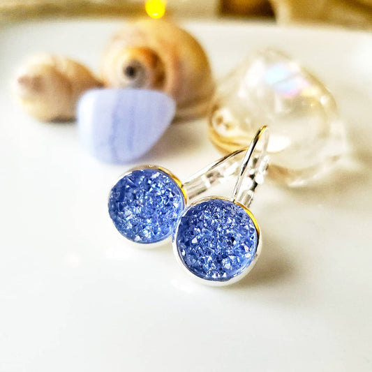 10mm Periwinkle Lever Back (Silver-coated brass)