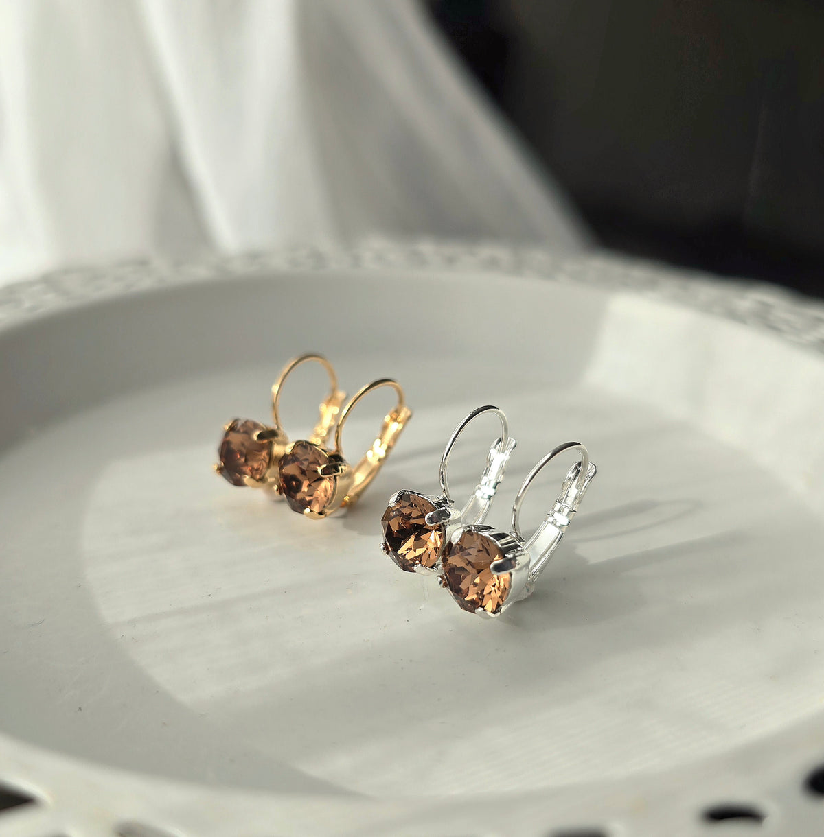 8mm Smoked Topaz Lever Back