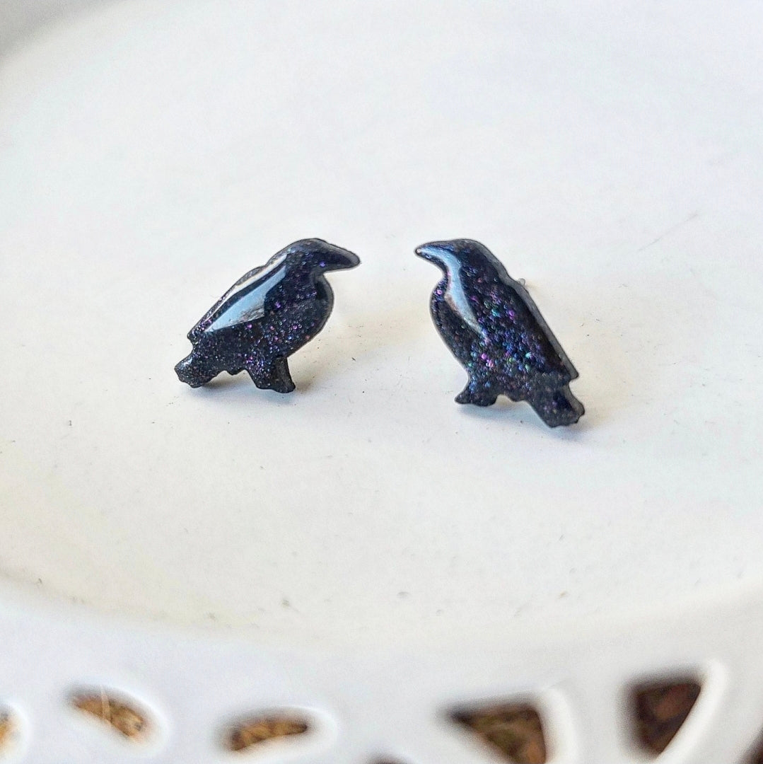 Night Sky Crow Studs