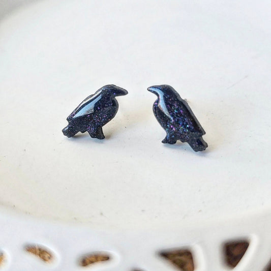 Night Sky Crow Studs