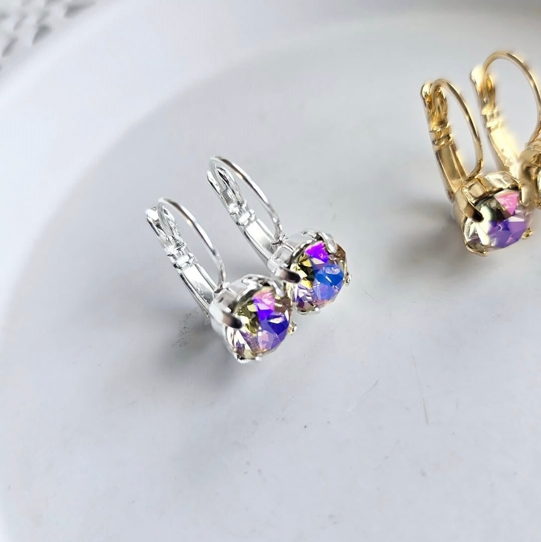 Sunshine Lever Back *limited edition* earrings by Wixies with multicolor stones in silver and gold Handmade and Picked in Nova Scotia