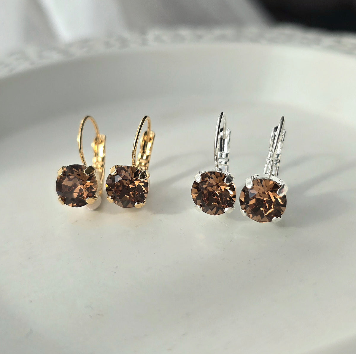 8mm Smoked Topaz Lever Back