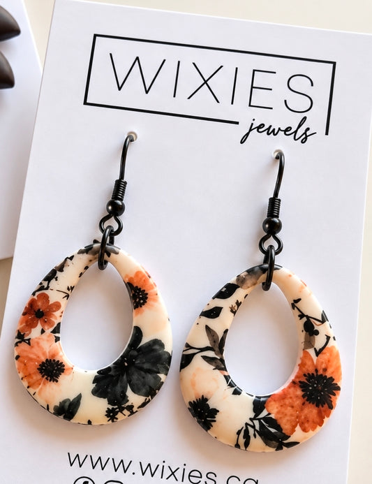 Black & Orange Flower Drops