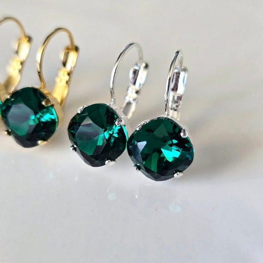 "Emerald" 10mm Cushion Lever Back